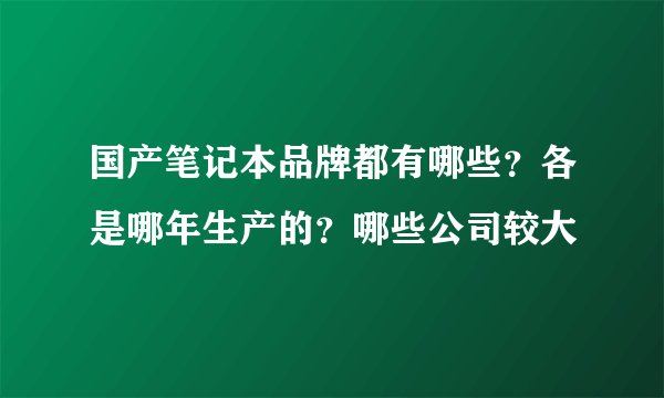 国产笔记本品牌都有哪些？各是哪年生产的？哪些公司较大