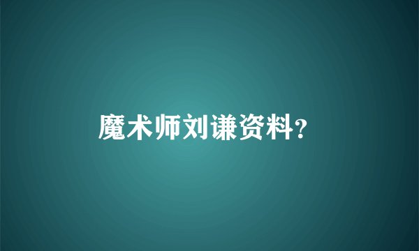 魔术师刘谦资料？
