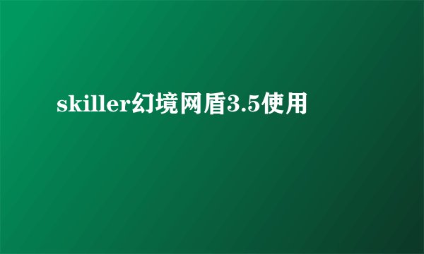 skiller幻境网盾3.5使用