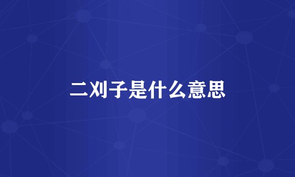 二刈子是什么意思