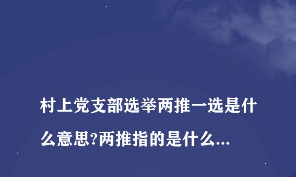 
村上党支部选举两推一选是什么意思?两推指的是什么？一选是由党员投票选书记，委员，还是由推选的委员

