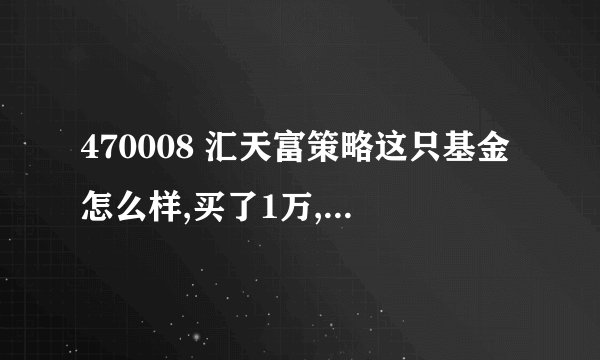 470008 汇天富策略这只基金怎么样,买了1万,感觉一般啊~