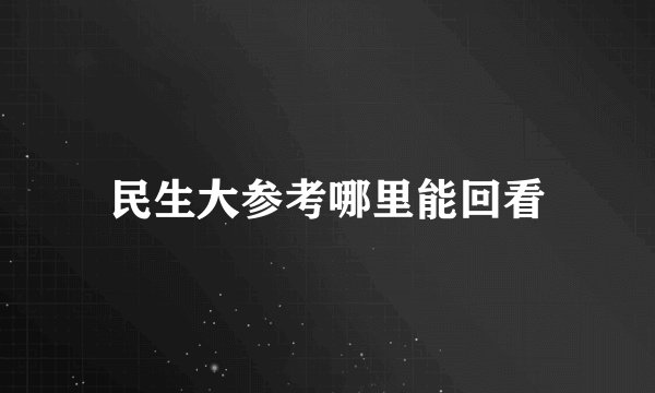 民生大参考哪里能回看