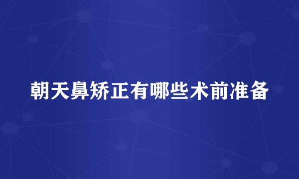 朝天鼻矫正有哪些术前准备