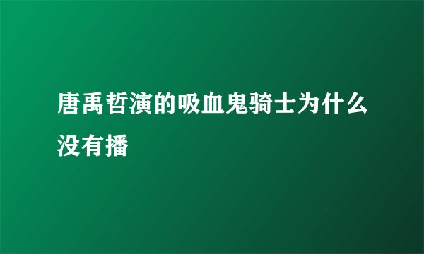 唐禹哲演的吸血鬼骑士为什么没有播