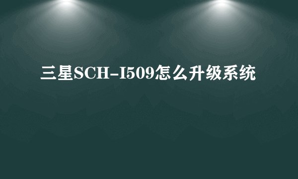 三星SCH-I509怎么升级系统
