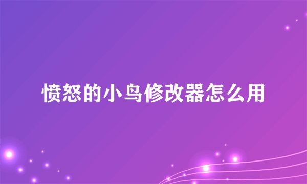 愤怒的小鸟修改器怎么用