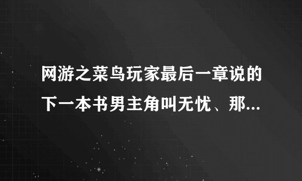 网游之菜鸟玩家最后一章说的下一本书男主角叫无忧、那本书叫什么名字