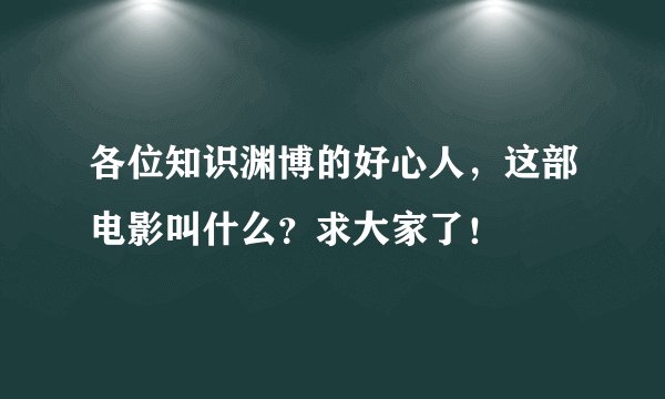 各位知识渊博的好心人，这部电影叫什么？求大家了！
