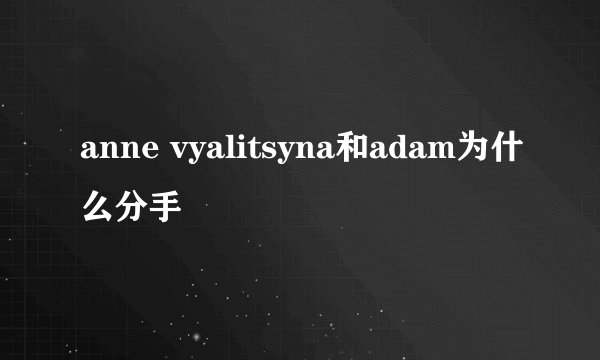 anne vyalitsyna和adam为什么分手
