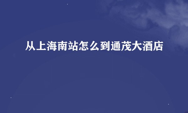 从上海南站怎么到通茂大酒店