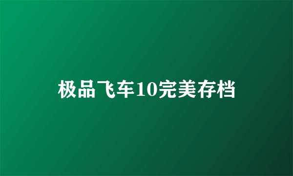 极品飞车10完美存档