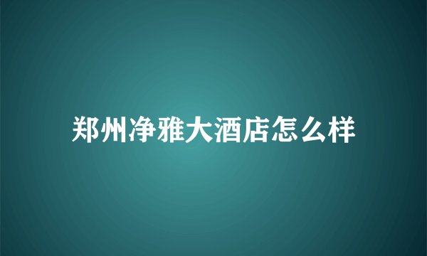 郑州净雅大酒店怎么样