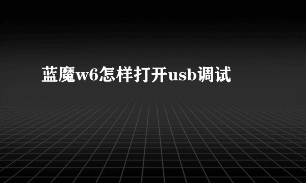 蓝魔w6怎样打开usb调试