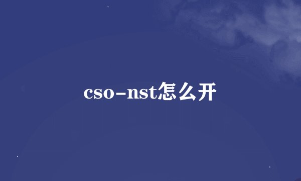 cso-nst怎么开