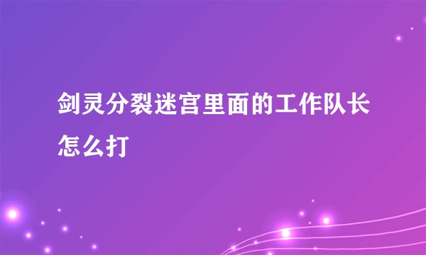 剑灵分裂迷宫里面的工作队长怎么打