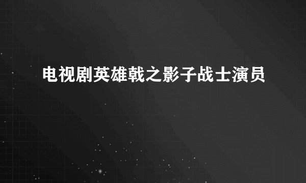 电视剧英雄戟之影子战士演员