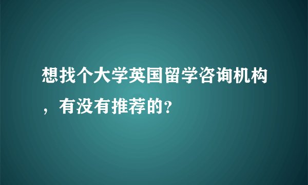 想找个大学英国留学咨询机构，有没有推荐的？