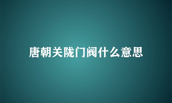 唐朝关陇门阀什么意思