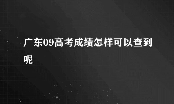 广东09高考成绩怎样可以查到呢