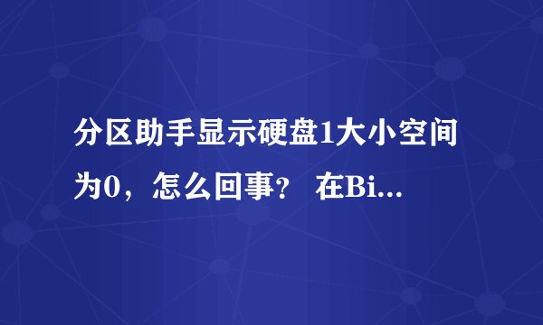 分区助手显示硬盘1大小空间为0，怎么回事？ 在Bios里显示有硬盘。可安
