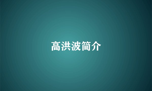 高洪波简介