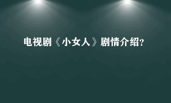 电视剧《小女人》剧情介绍？