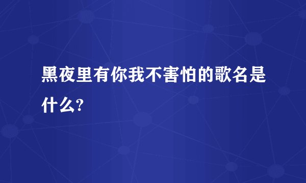 黑夜里有你我不害怕的歌名是什么?