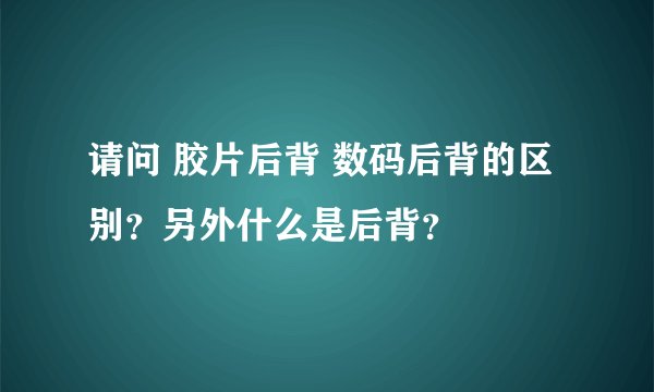 请问 胶片后背 数码后背的区别？另外什么是后背？
