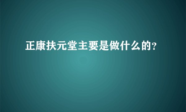 正康扶元堂主要是做什么的？