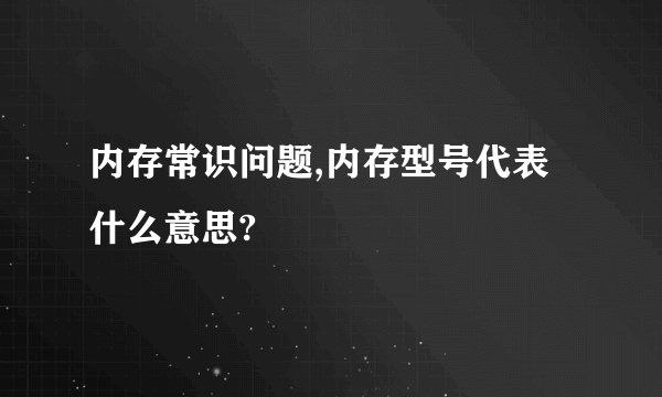 内存常识问题,内存型号代表什么意思?