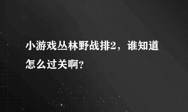 小游戏丛林野战排2，谁知道怎么过关啊？