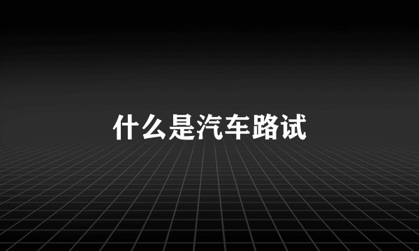 什么是汽车路试