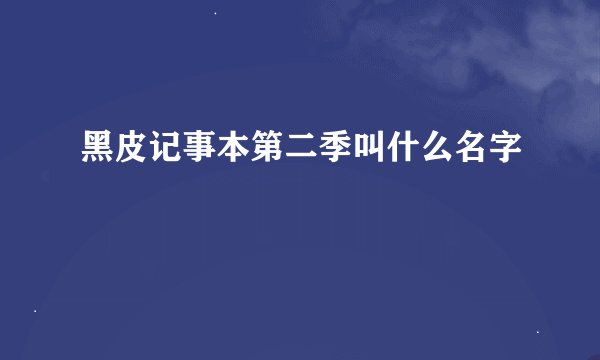 黑皮记事本第二季叫什么名字