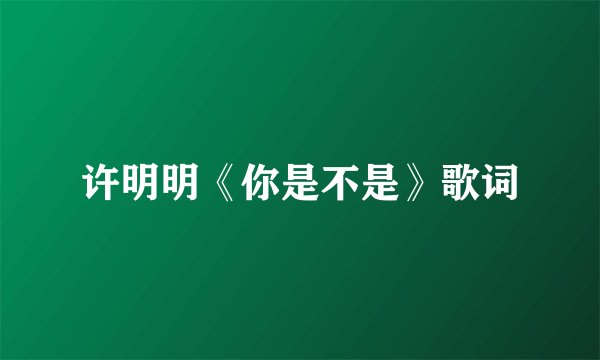 许明明《你是不是》歌词