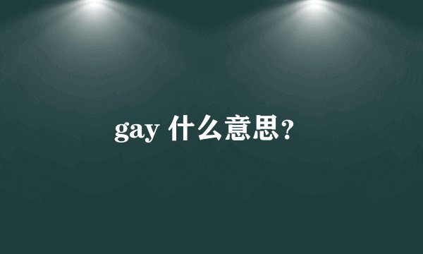 gay 什么意思？