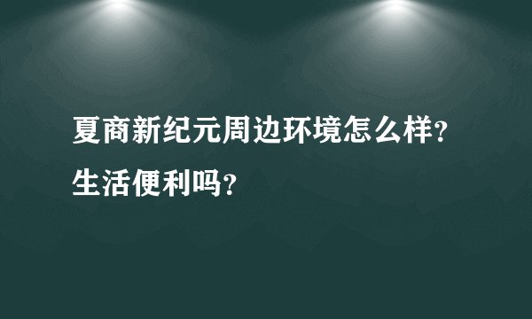 夏商新纪元周边环境怎么样?生活便利吗?