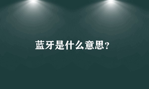 蓝牙是什么意思？