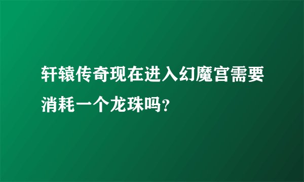 轩辕传奇现在进入幻魔宫需要消耗一个龙珠吗？