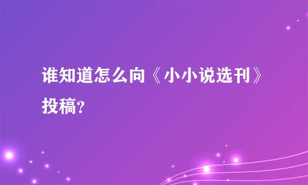 谁知道怎么向《小小说选刊》投稿？