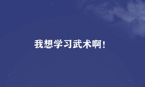 我想学习武术啊！