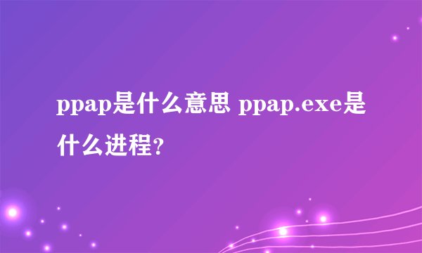 ppap是什么意思 ppap.exe是什么进程？