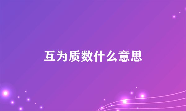 互为质数什么意思