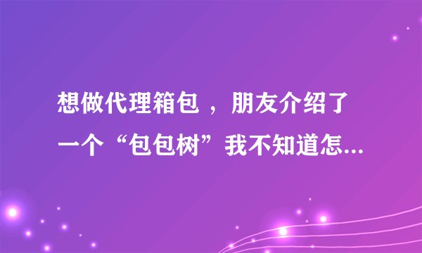 想做代理箱包 ，朋友介绍了一个“包包树”我不知道怎么样，大家有没有做过他家货？？？