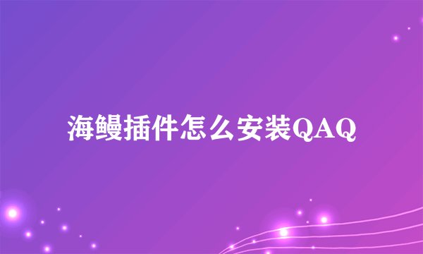 海鳗插件怎么安装QAQ