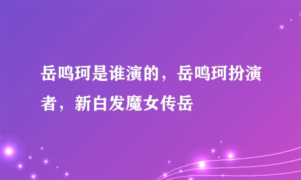 岳鸣珂是谁演的，岳鸣珂扮演者，新白发魔女传岳