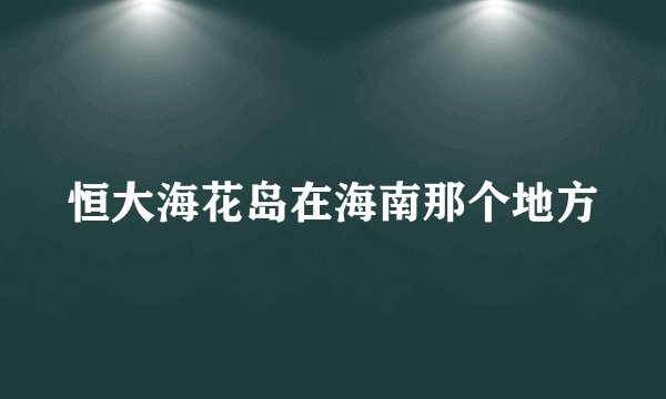 恒大海花岛在海南那个地方