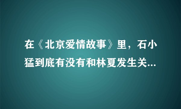 在《北京爱情故事》里，石小猛到底有没有和林夏发生关系。请认真看过此剧的人给我一个最合情理的真相。