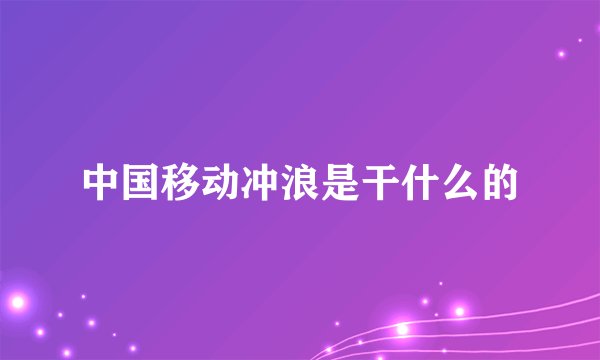 中国移动冲浪是干什么的