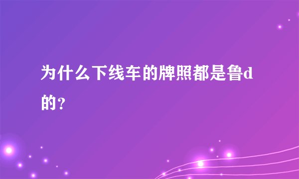 为什么下线车的牌照都是鲁d的？